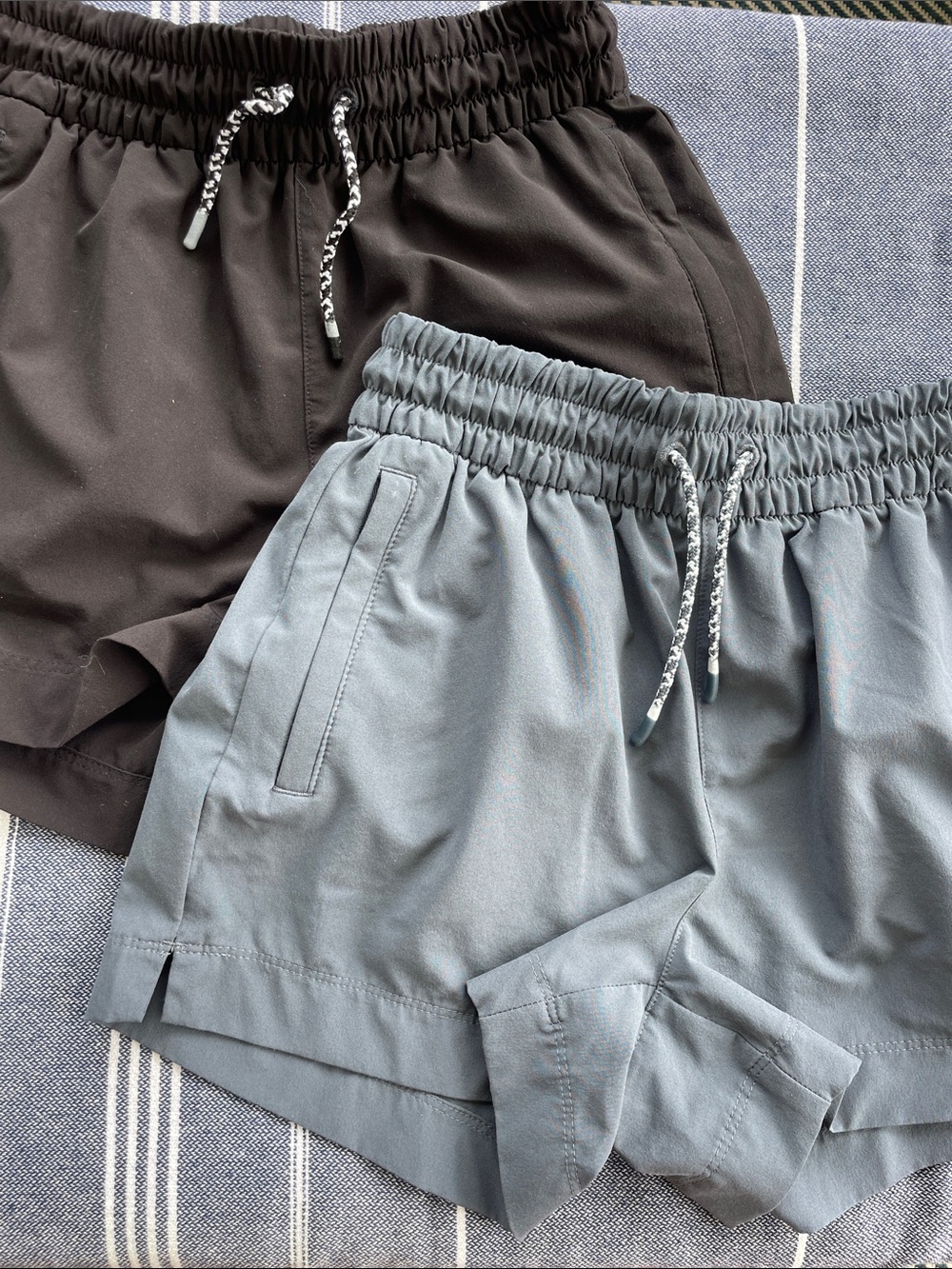 Athleta Girl Elastic-Waist Shorts - Black & Slate Blue Size M/8-10